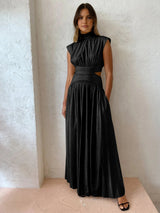 Leera | Women’s Cut-Out Mock Neck Maxi Dress